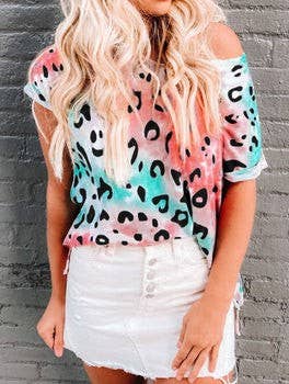 Leopard Tie-Dye Print Tee: S / Blouse / Leopard