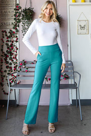 EP6717-10 FLARE PANTS WITH SIDE WAIST BAND AND POCKET: MOCHA / 2-2-2 (S-M-L)