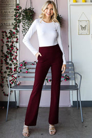 EP6717-10 FLARE PANTS WITH SIDE WAIST BAND AND POCKET: MOCHA / 2-2-2 (S-M-L)