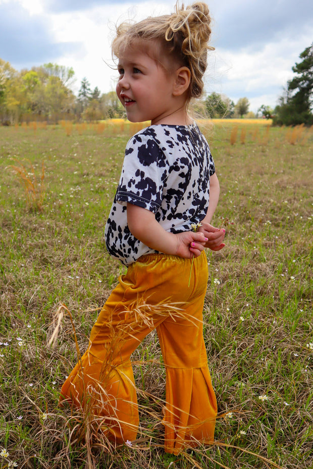 MK0146 Dani Velvet Kids Bell Bottom Pants - 4 Colors: 8-9T / Jade