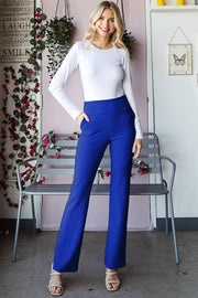 EP6717-10 FLARE PANTS WITH SIDE WAIST BAND AND POCKET: MOCHA / 2-2-2 (S-M-L)