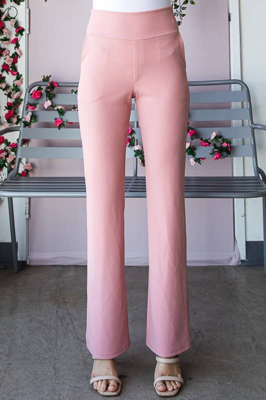 EP6717-10 FLARE PANTS WITH SIDE WAIST BAND AND POCKET: MOCHA / 2-2-2 (S-M-L)