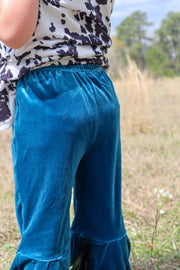 MK0146 Dani Velvet Kids Bell Bottom Pants - 4 Colors: 7-8T / Jade