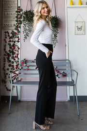 EP6717-10 FLARE PANTS WITH SIDE WAIST BAND AND POCKET: MOCHA / 2-2-2 (S-M-L)